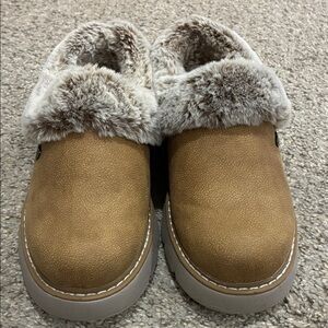 BOBS from Skechers Tan Faux Fur Lined Mules